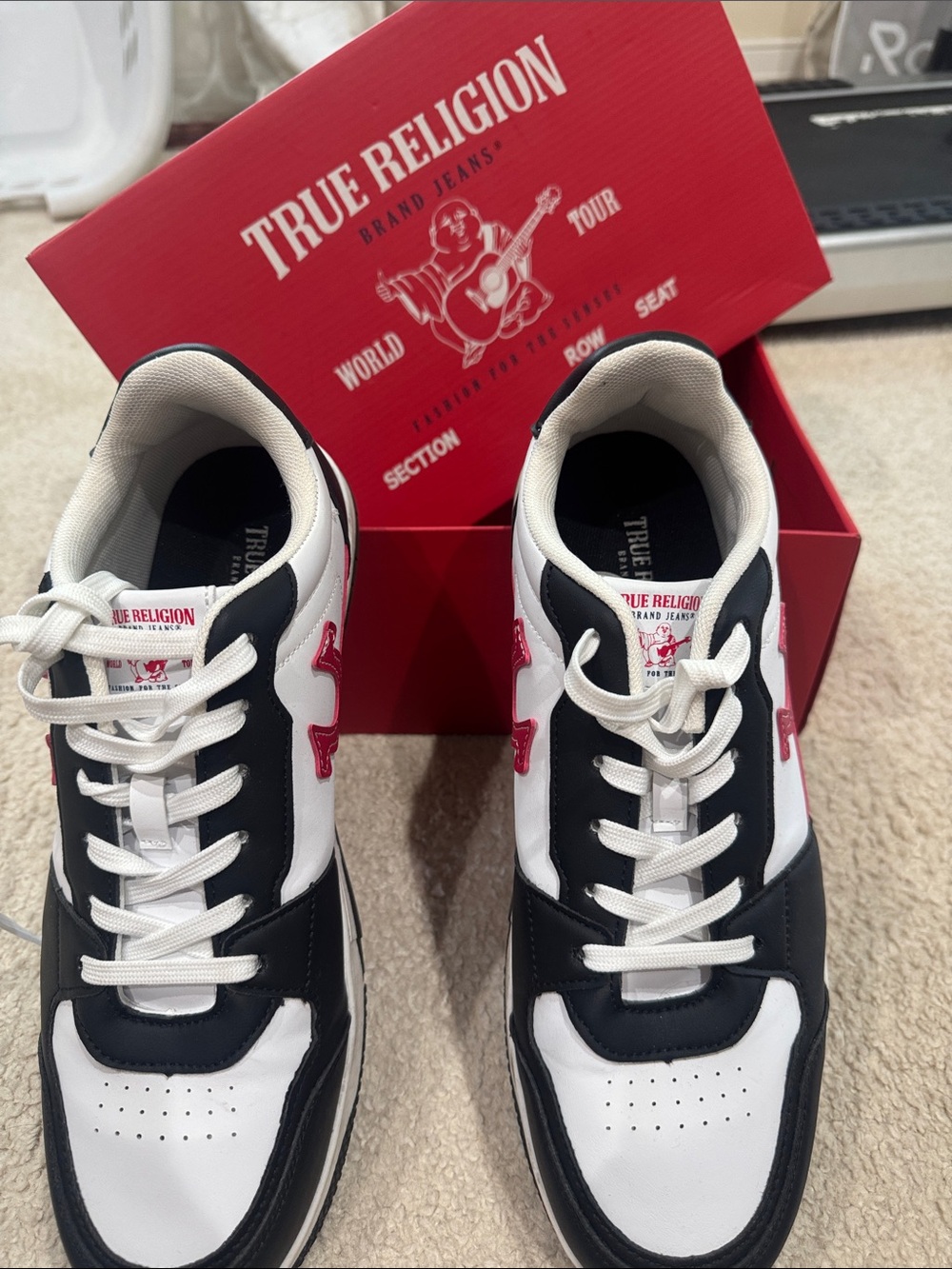 True Religion Men’s White, Black & Red Low-Top Sneakers